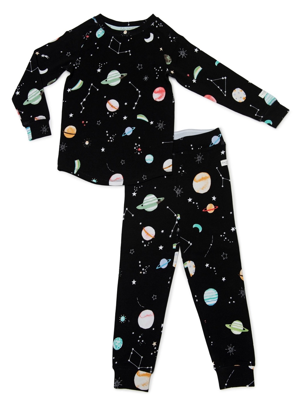 Loulou Lollipop Kids Black Space Planet Pajama Set